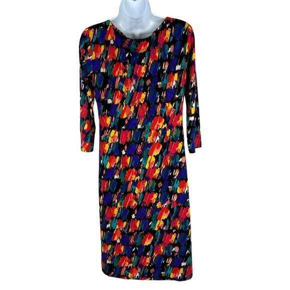 Anne Klein Women's Abstract Print Dress Size 6 Multicolor 3/4 Sleeves - Picture 3 of 4